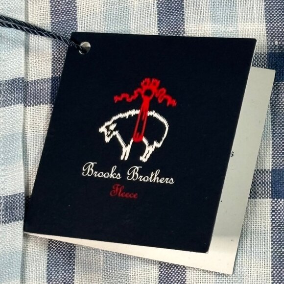 Brooks Brothers Shirt Mens Large White Blue Plaid 100% Irish Linen NWT - Picture 8 of 11